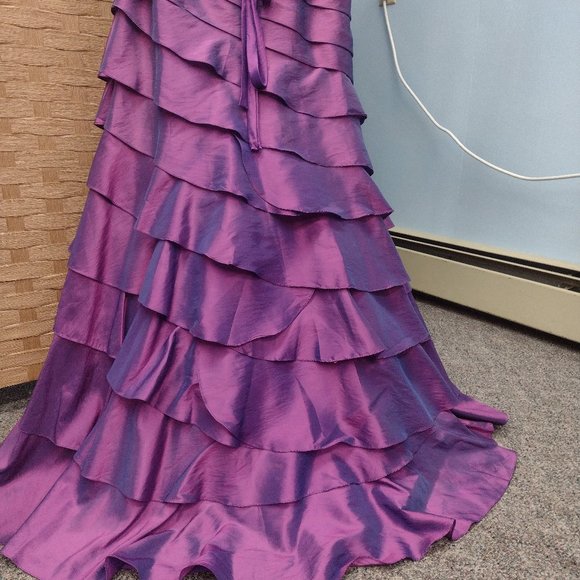 Mystique, Plum, One Shoulder mermaid prom dress - Picture 5 of 5
